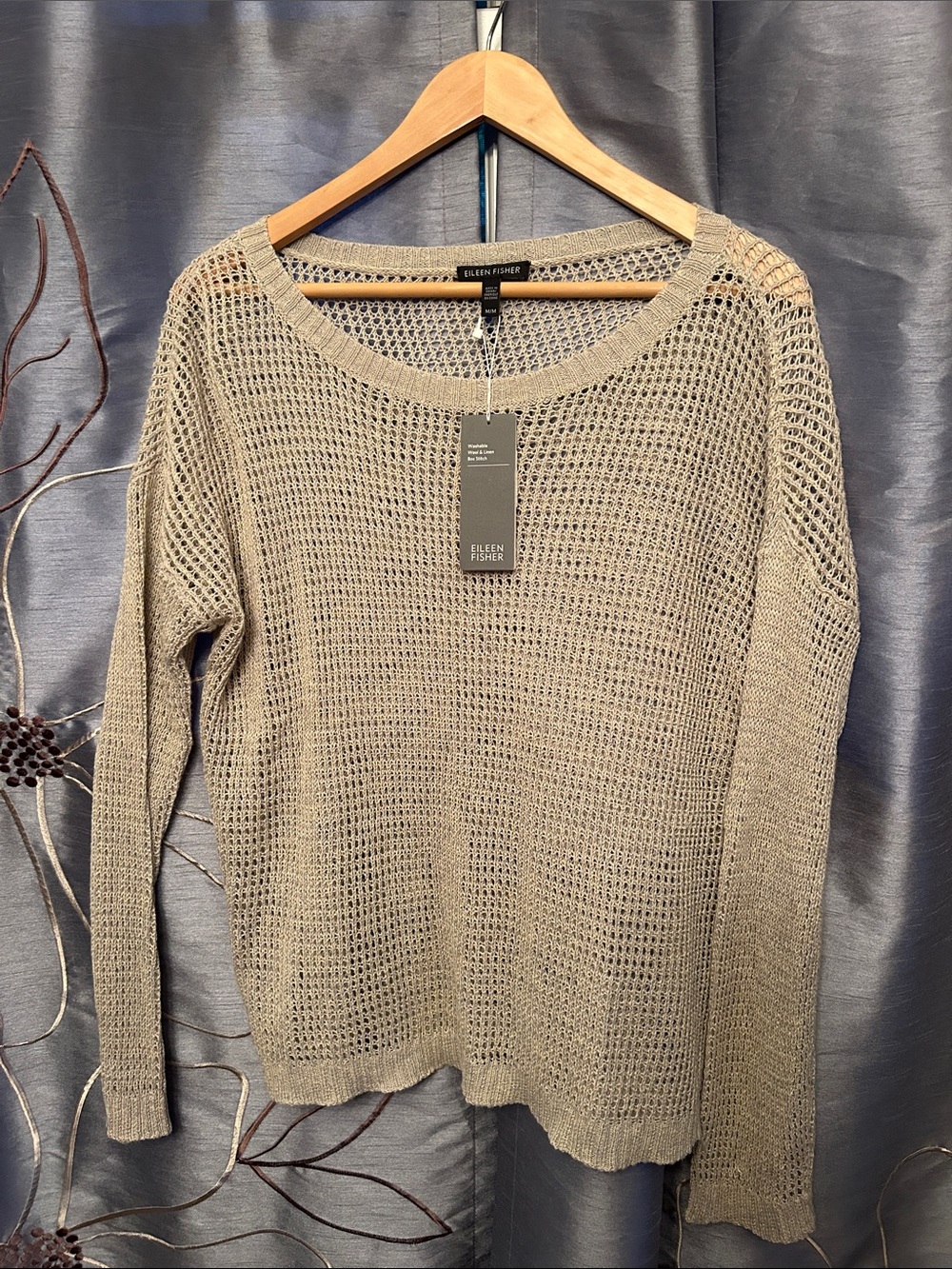 Eileen Fisher Open-Weave Crew Neck Sweater - Beige